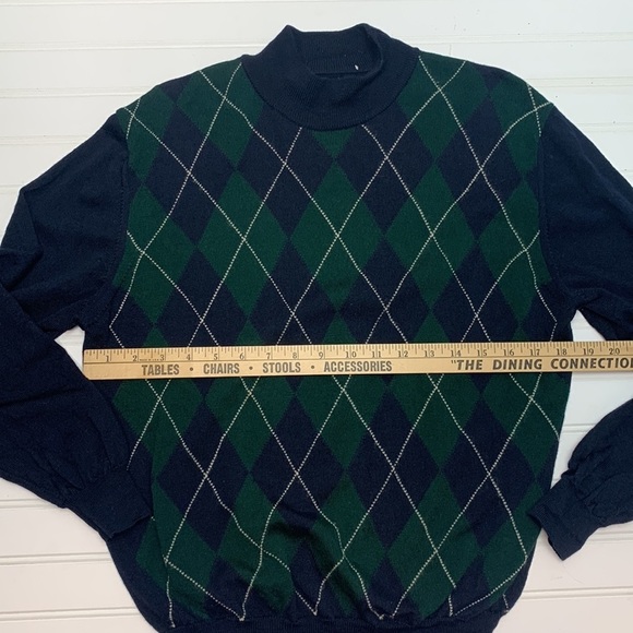 Vintage argyle sweater blue and green M - Picture 5 of 7